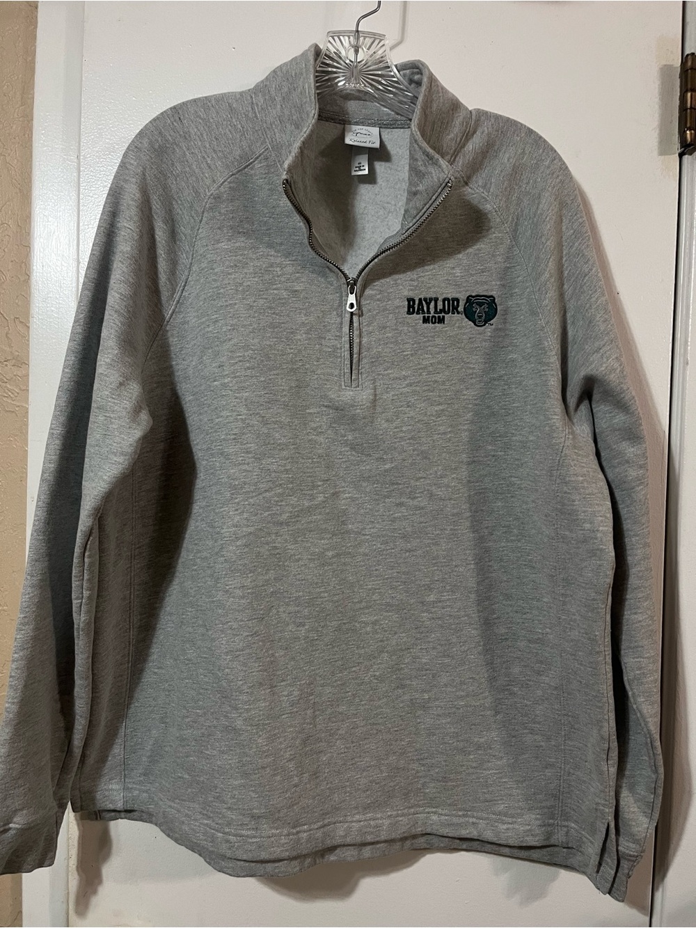 Baylor Bears Mom 2XL Gray Gear Brand Quarter-Zip Heavy Pullover Sweatshirt
